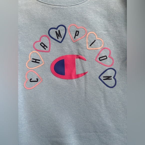 Champion Kids Light Blue Heart Logo Sweatshirt - Picture 4 of 5